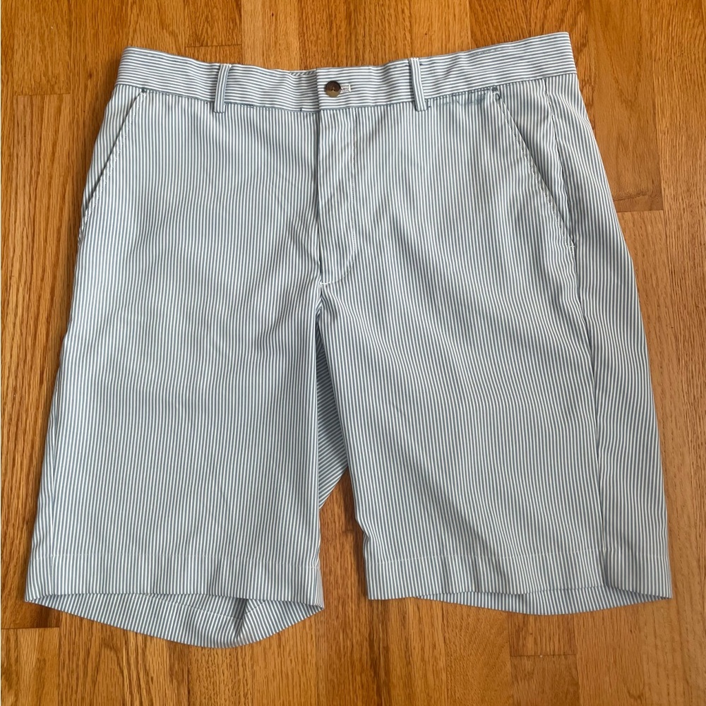Greg Norman Shorts Blue Pinstripe Golf Size 34